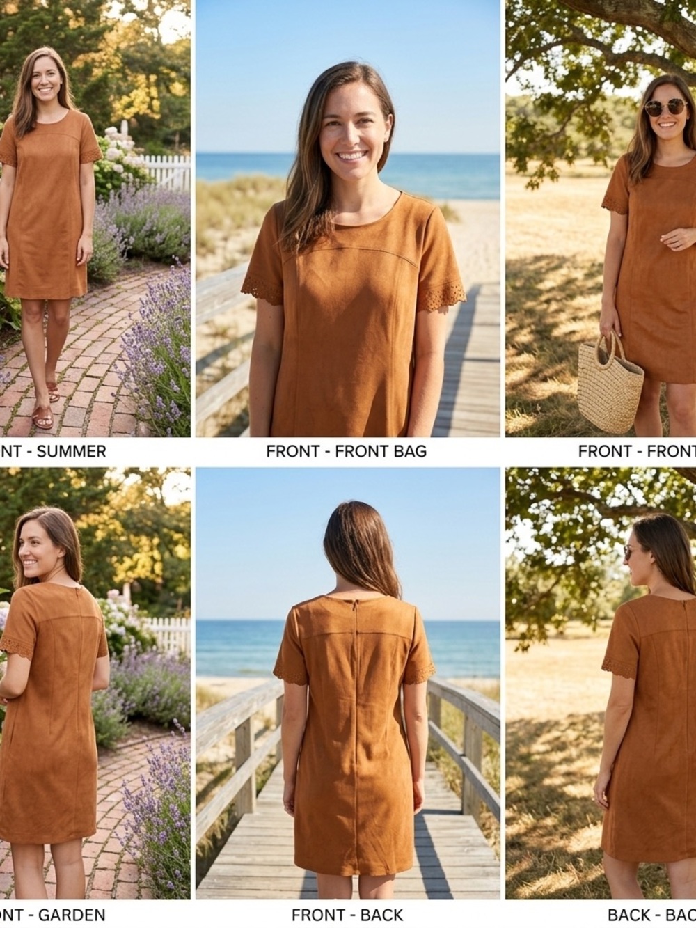 Boho faux  suede signature collection laser  cut dress/large/warm brown
